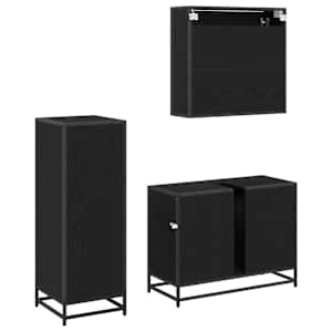 Sada koupelnového nábytku 3 pcs Černý dub kompozitní dřevo - obrázek 6