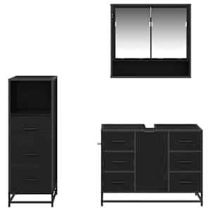 Sada koupelnového nábytku 3 pcs Černý dub kompozitní dřevo - obrázek 5