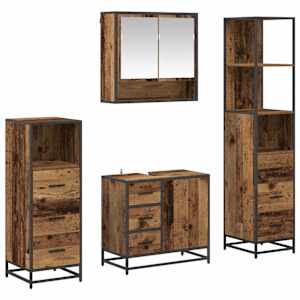 vidaXL Vannitoa m&ouml;&ouml;bleset 4 tk Vana puit 65 x 33 x 60 cm Tehispuit