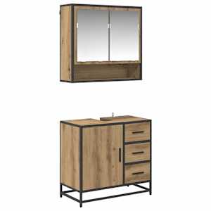 vidaXL Vannitoa m&ouml;&ouml;bleset 2 tk K&auml;sit&ouml;&ouml;puu 65 x 33 x 60 cm Tehispuit