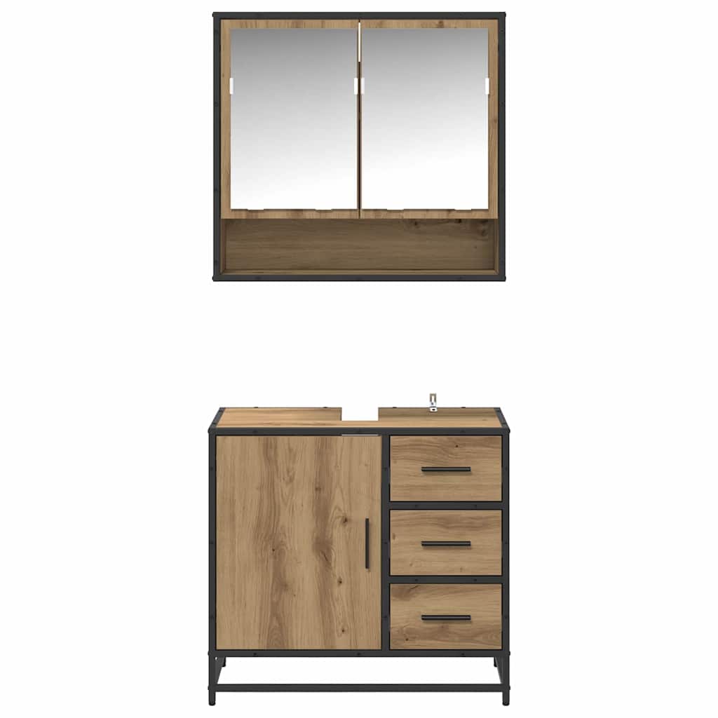 Sada koupelnového nábytku 2 pcs Artisanový dub kompozitní dřevo - obrázek 7