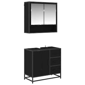 vidaXL Vannitoa m&ouml;&ouml;bleset 2 tk Must tamm 65 x 33 x 60 cm Tehispuit
