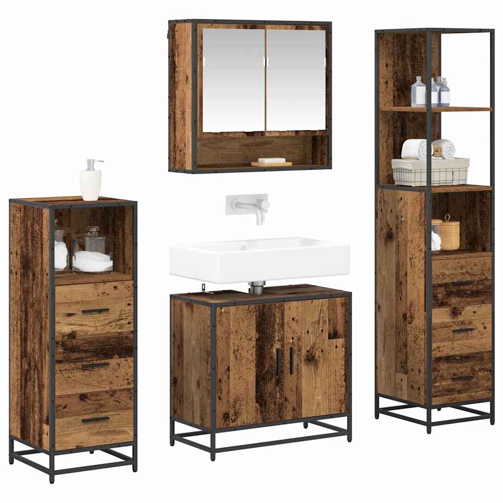 vidaXL Badkamermeubelset 4 pcs Oud hout 65 x 33 x 60 cm Bewerkt hout