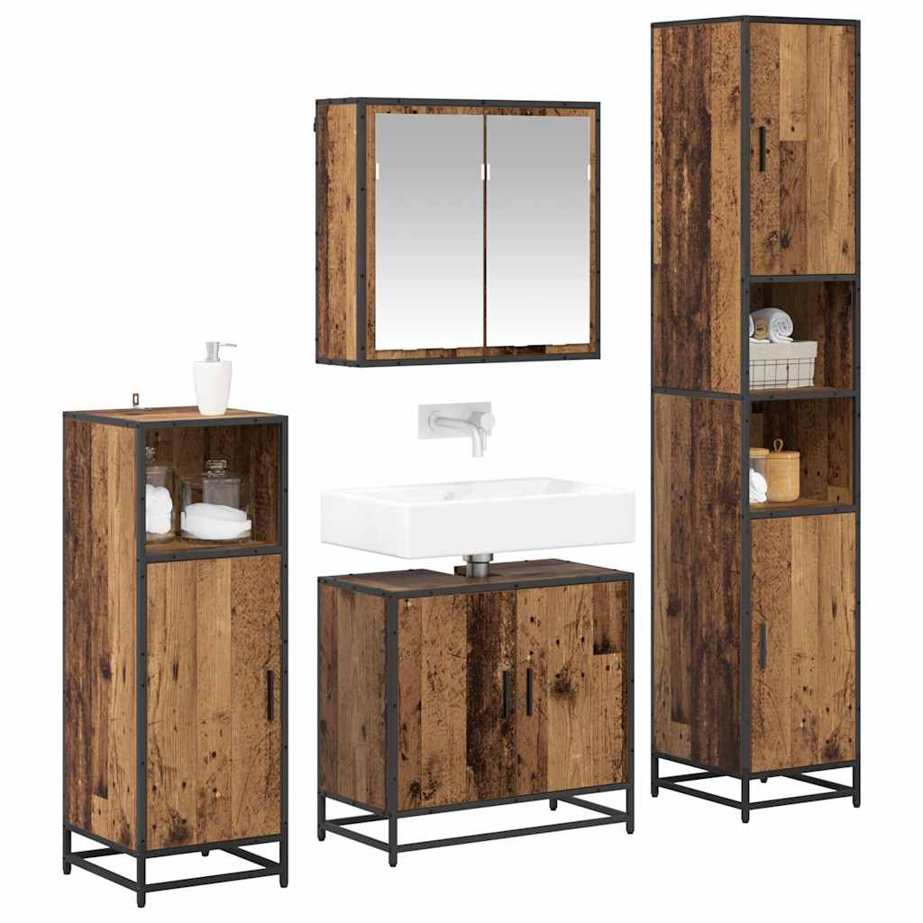 vidaXL Badkamermeubelset 4 pcs Oud hout 65 x 33 x 60 cm Bewerkt hout