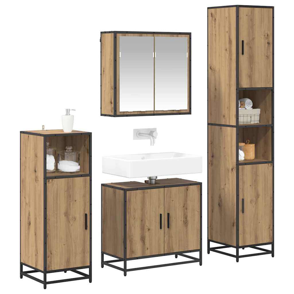 vidaXL Badkamermeubelset 4 pcs artisanaal eikenkleurig 65 x 33 x 60 cm