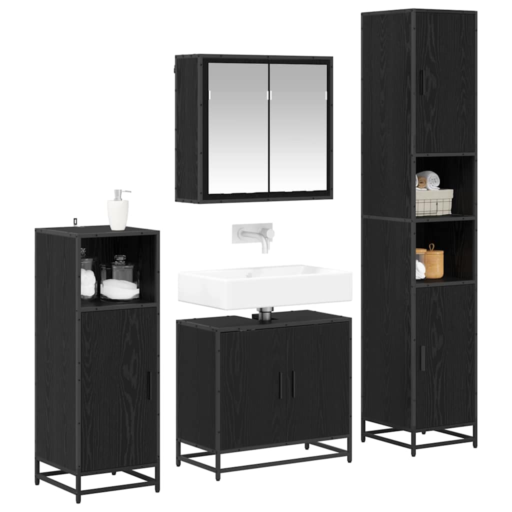 vidaXL Badkamermeubelset met opslag 4 pcs Zwart eiken 65 x 33 x 60 cm