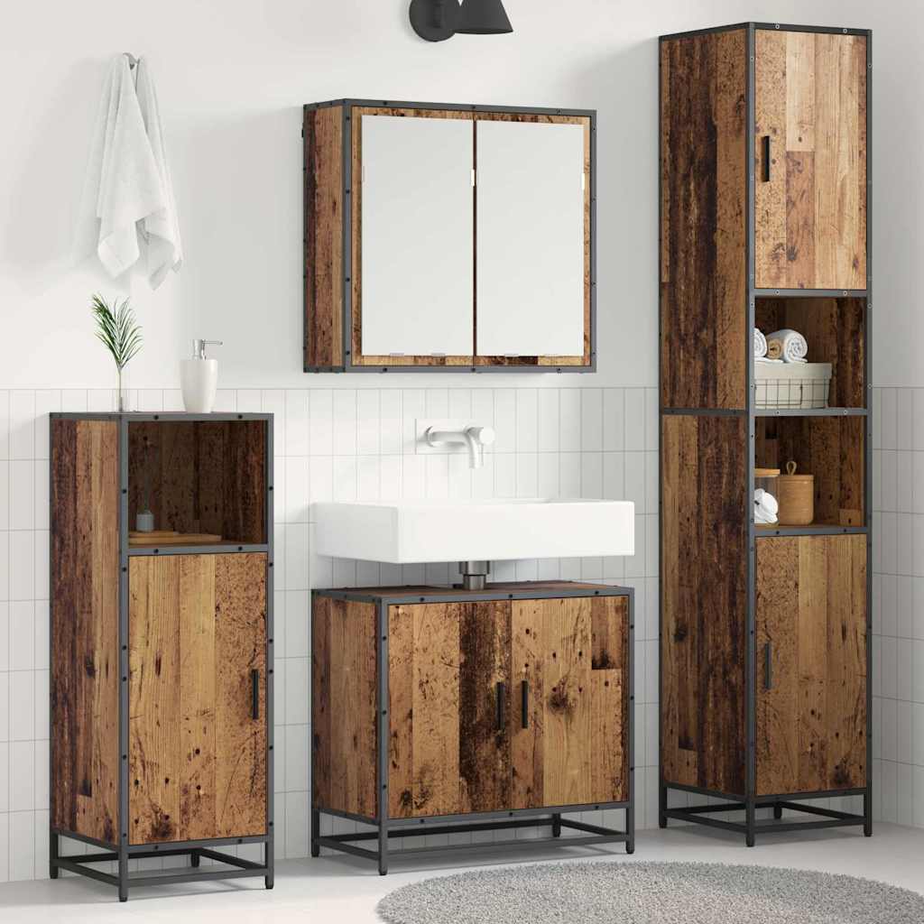 Seturi de mobilier pentru baie - Set de mobilier pentru baie 3 pcs Lemn vechi 65 x 33 x 60 cm