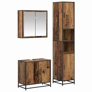 vidaXL Vannitoa m&ouml;&ouml;bleset 3 tk Vana puit 65 x 33 x 60 cm Tehispuit
