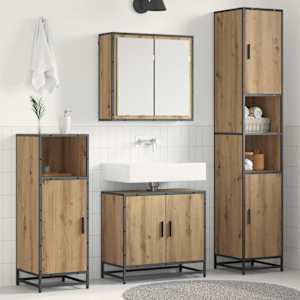 Sada koupelnového nábytku 3 pcs Artisanový dub kompozitní dřevo - obrázek 1