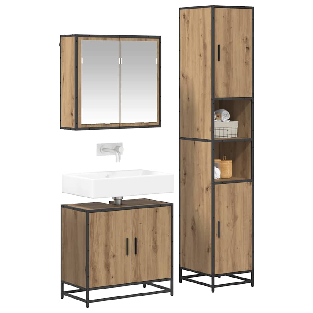 vidaXL Badkamermeubelset 3 pcs artisanaal eikenkleurig 65 x 33 x 60 cm