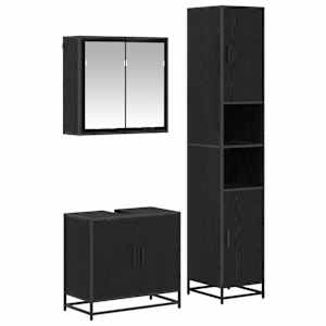 vidaXL Vannitoa m&ouml;&ouml;bleset 3 tk Must tamm 65 x 33 x 60 cm Tehispuit