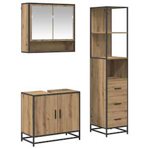 Sada koupelnového nábytku 3 pcs Artisanový dub kompozitní dřevo - obrázek 2