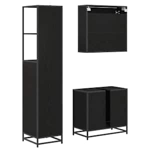Sada koupelnového nábytku 3 pcs Černý dub kompozitní dřevo - obrázek 9