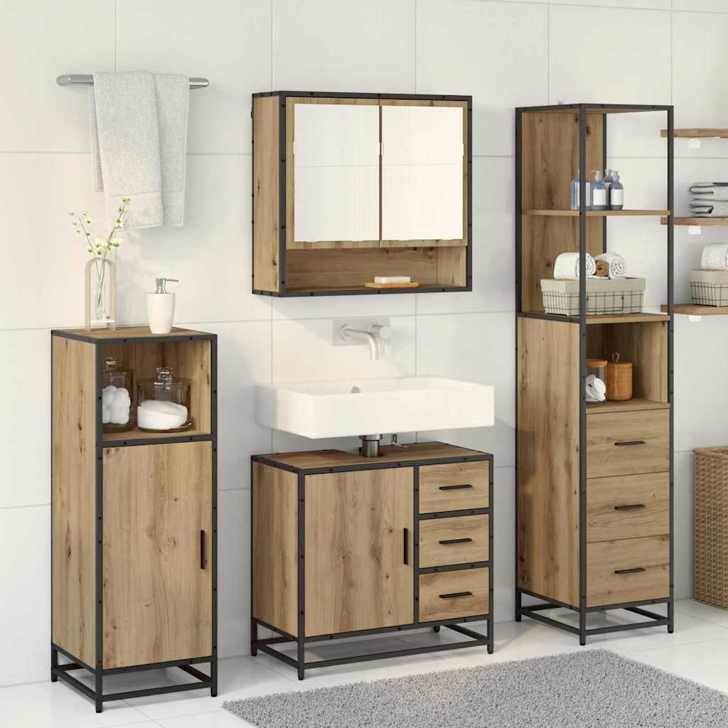 Sada koupelnového nábytku 3 pcs Artisanový dub kompozitní dřevo - obrázek 4