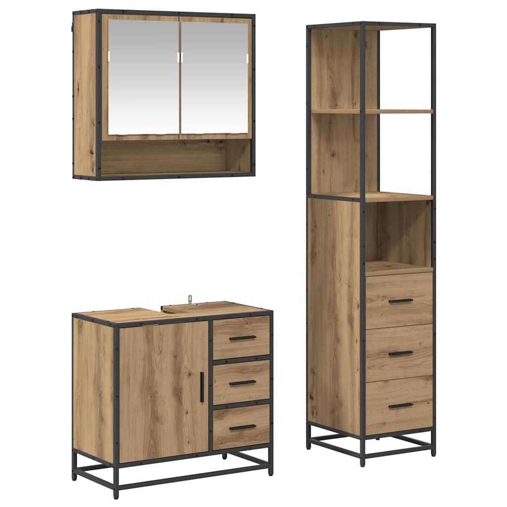 Sada koupelnového nábytku 3 pcs Artisanový dub kompozitní dřevo - obrázek 2