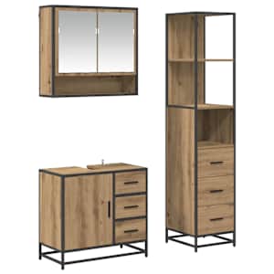 Sada koupelnového nábytku 3 pcs Artisanový dub kompozitní dřevo - obrázek 2