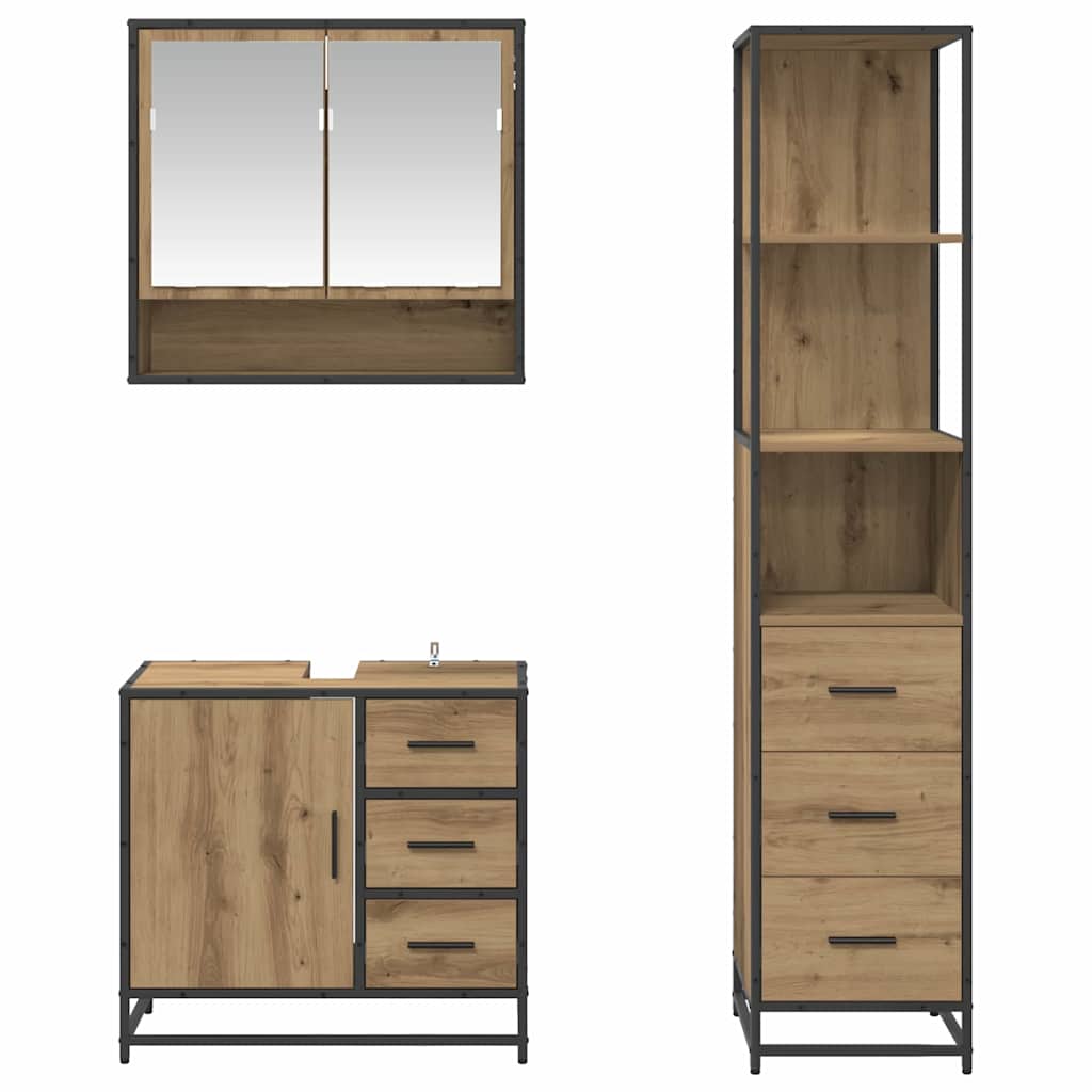Sada koupelnového nábytku 3 pcs Artisanový dub kompozitní dřevo - obrázek 8