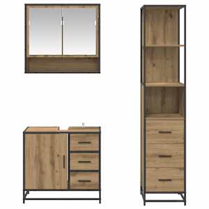 Sada koupelnového nábytku 3 pcs Artisanový dub kompozitní dřevo - obrázek 8