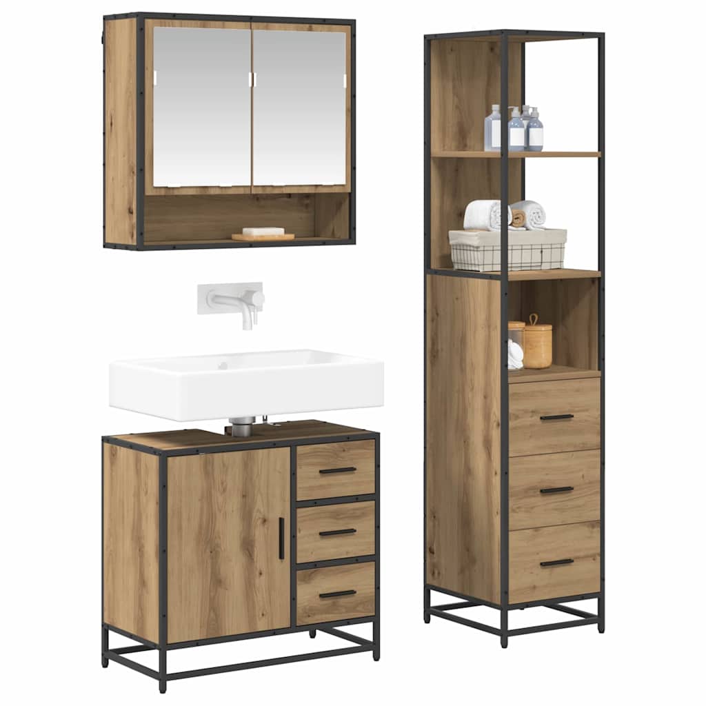 Sada koupelnového nábytku 3 pcs Artisanový dub kompozitní dřevo - obrázek 3