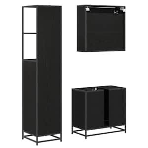 Sada koupelnového nábytku 3 pcs Černý dub kompozitní dřevo - obrázek 9