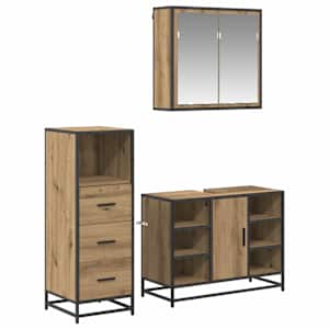 vidaXL Vannitoa m&ouml;&ouml;bleset 3 tk K&auml;sit&ouml;&ouml;puu 80 x 33 x 60 cm Tehispuit