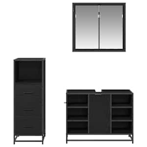 Sada koupelnového nábytku 3 pcs Černý dub kompozitní dřevo - obrázek 9