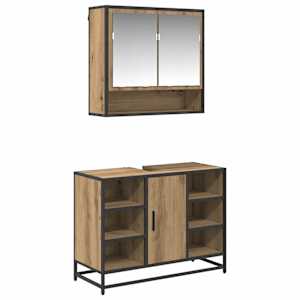 vidaXL Vannitoa m&ouml;&ouml;bleset 2 tk K&auml;sit&ouml;&ouml;puu 80 x 33 x 60 cm Tehispuit