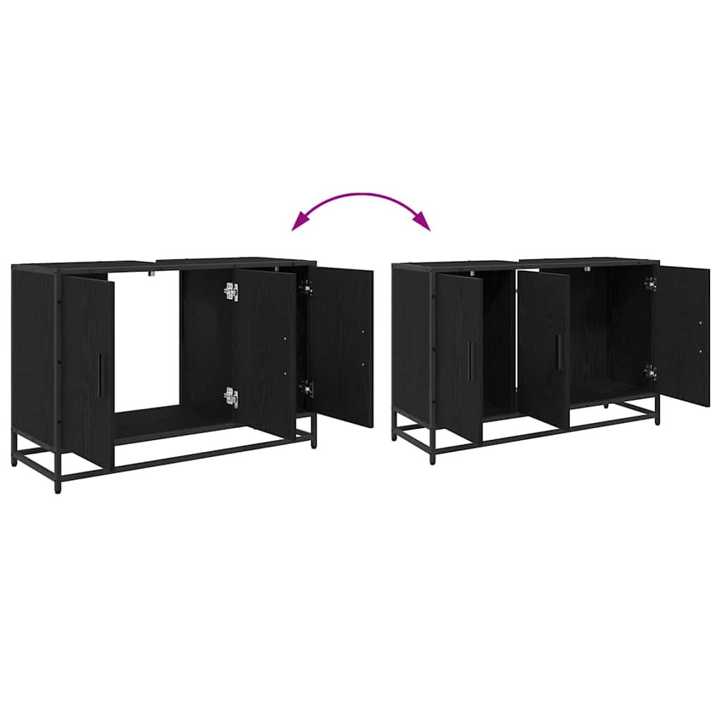 Sada koupelnového nábytku 2 pcs Černý dub kompozitní dřevo - obrázek 14