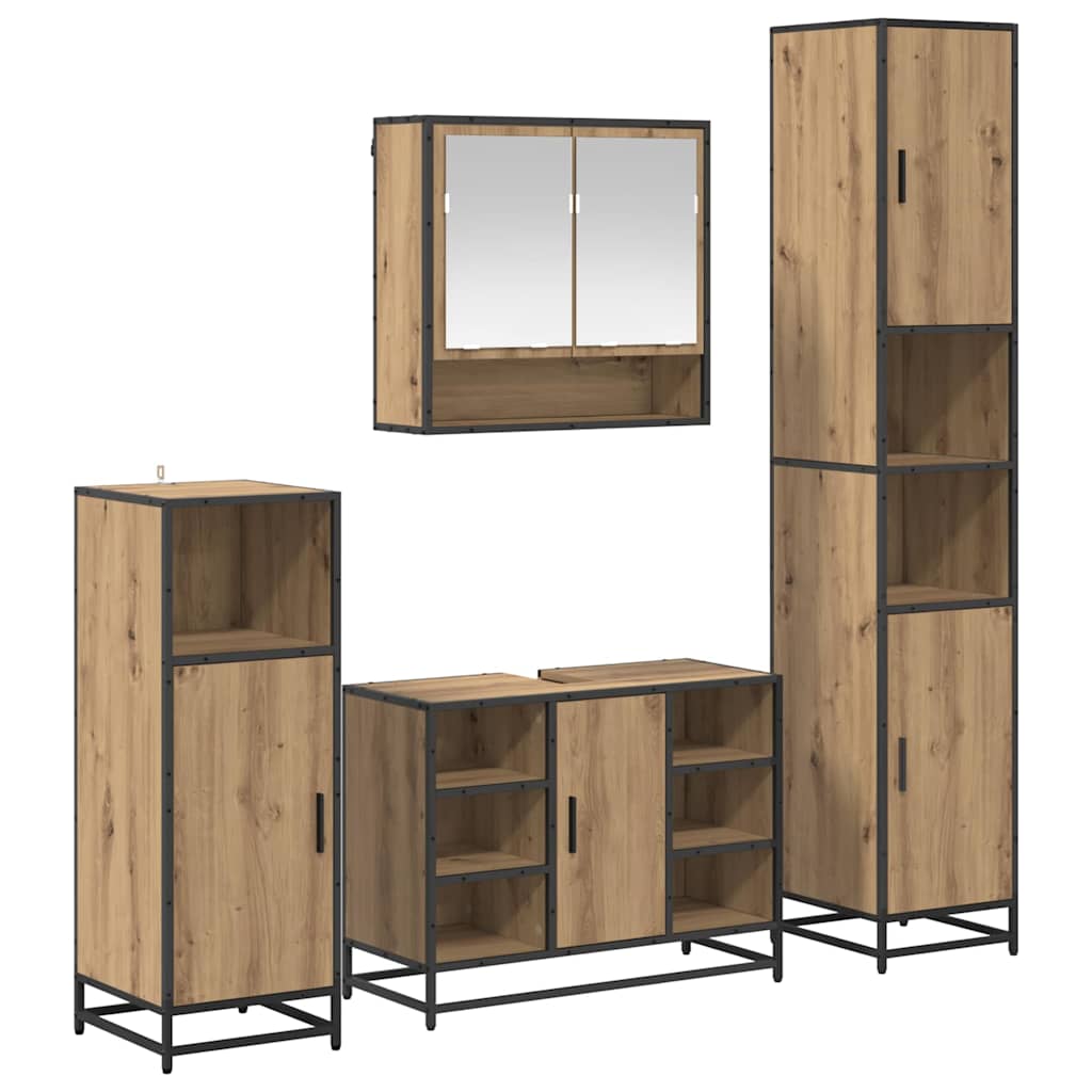 Комплект мебели за баня 4 бр. Дъб 35 x 37,5 x 188,5 см — изображение 2