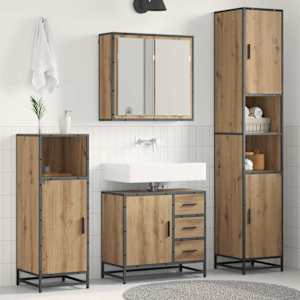 Komplet pohištva za kopalnico s predalom 3 pcs Umetni hrast