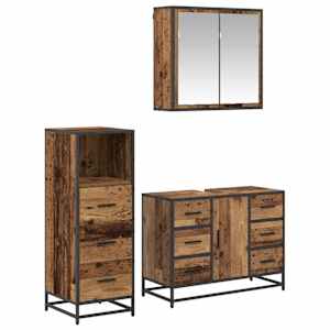 vidaXL Vannitoa m&ouml;&ouml;bleset 3 tk Vana puit 80 x 33 x 60 cm Tehispuit