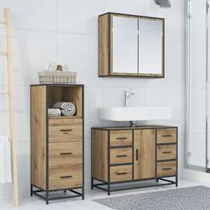 Sada koupelnového nábytku 3 pcs Artisanový dub kompozitní dřevo - obrázek 4