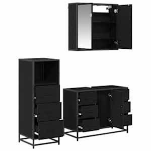 Sada koupelnového nábytku 3 pcs Černý dub kompozitní dřevo - obrázek 5