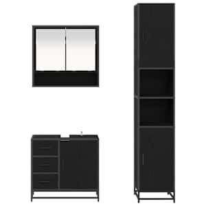 Sada koupelnového nábytku 3 pcs Černý dub kompozitní dřevo - obrázek 8