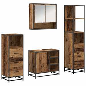 vidaXL Vannitoa m&ouml;&ouml;bleset 4 tk Vana puit 65 x 33 x 60 cm Tehispuit