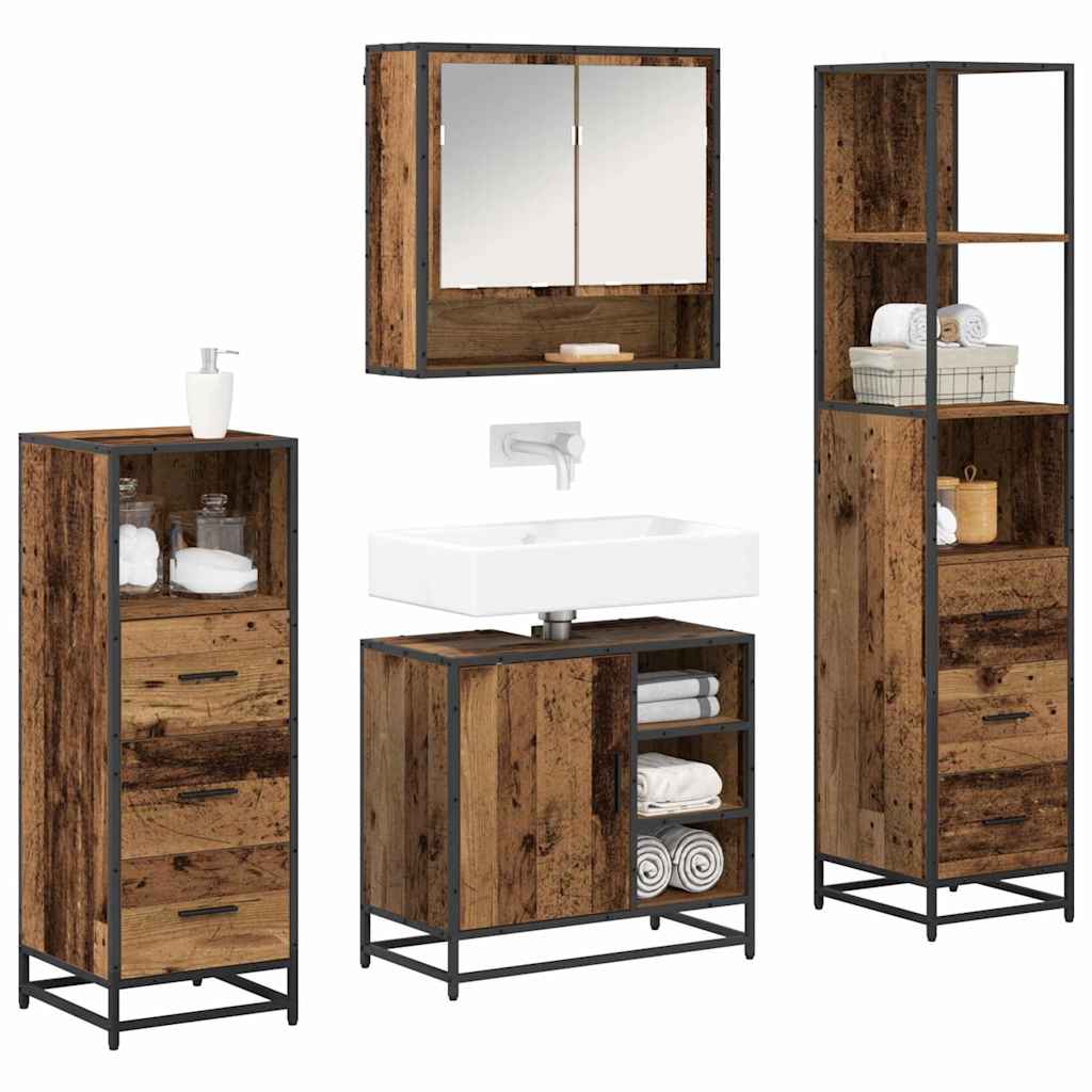 vidaXL Badkamermeubelset 4 pcs Oud hout 65 x 33 x 60 cm Bewerkt hout