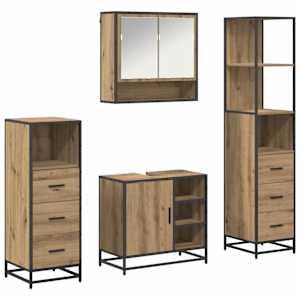 Sada koupelnového nábytku 4 pcs Artisanový dub kompozitní dřevo - obrázek 2