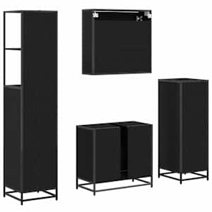 Sada koupelnového nábytku 4 pcs Černý dub kompozitní dřevo - obrázek 10