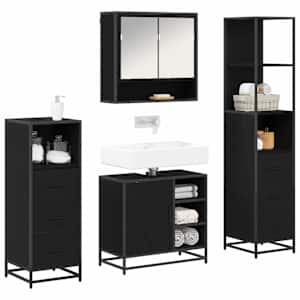 Sada koupelnového nábytku 4 pcs Černý dub kompozitní dřevo - obrázek 3