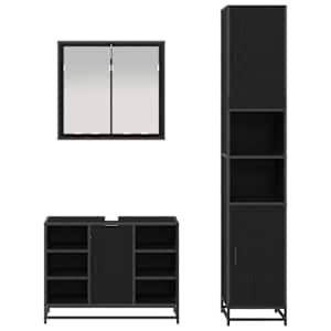 Sada koupelnového nábytku 3 pcs Černý dub kompozitní dřevo - obrázek 8
