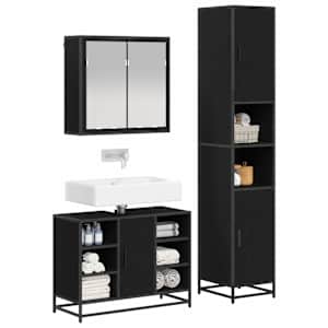 Sada koupelnového nábytku 3 pcs Černý dub kompozitní dřevo - obrázek 3
