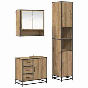 vidaXL Vannitoa m&ouml;&ouml;bleset 3 tk K&auml;sit&ouml;&ouml;puu 35 x 37,5 x 188,5 cm