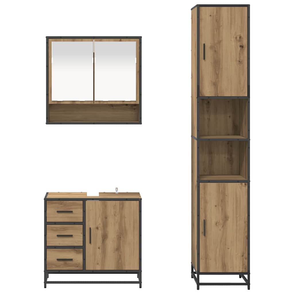 Sada koupelnového nábytku 3 pcs Artisanový dub kompozitní dřevo - obrázek 8