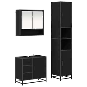 vidaXL Vannitoa m&ouml;&ouml;bleset 3 tk Must tamm 35 x 37,5 x 188,5 cm