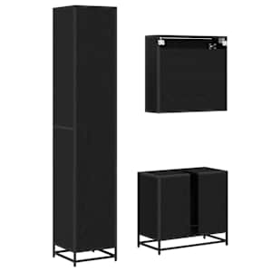 Sada koupelnového nábytku 3 pcs Černý dub kompozitní dřevo - obrázek 9
