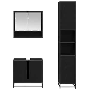 Sada koupelnového nábytku 3 pcs Černý dub kompozitní dřevo - obrázek 8
