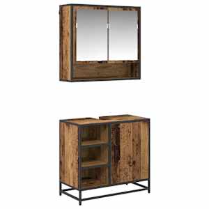 vidaXL Vannitoa m&ouml;&ouml;bleset 2 tk Vana puit 65 x 33 x 60 cm Tehispuit