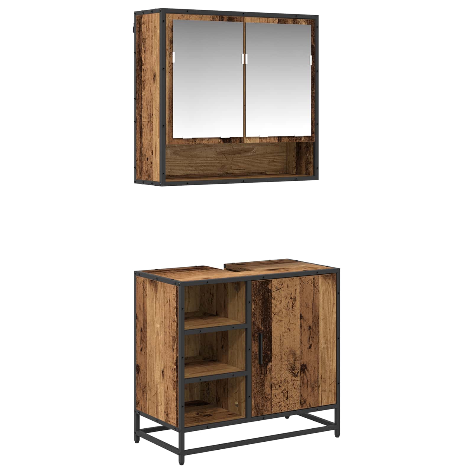 vidaXL Set de mobilier pentru baie 2 buc. Lemn Vechi 65 x 33 x 60 cm