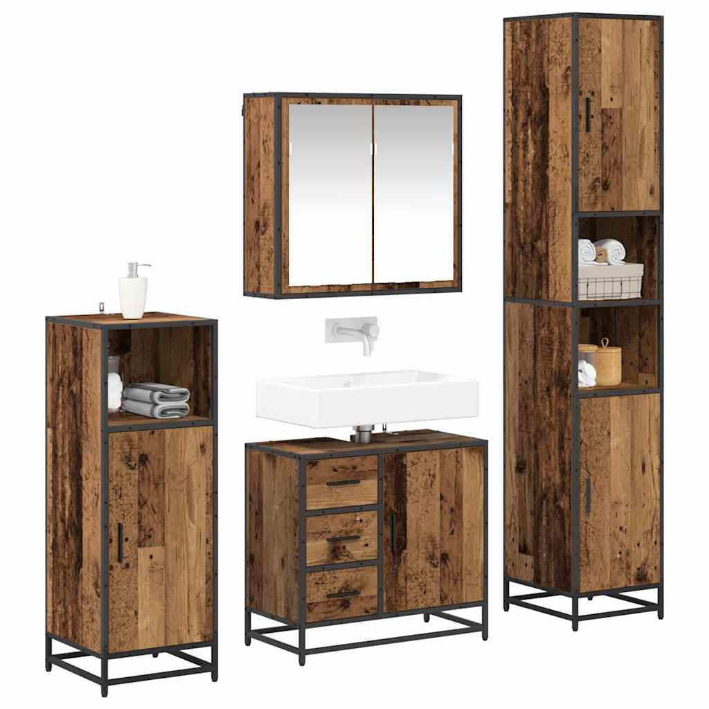 vidaXL Badkamermeubelset 4 pcs Oud hout 65 x 33 x 60 cm Bewerkt hout