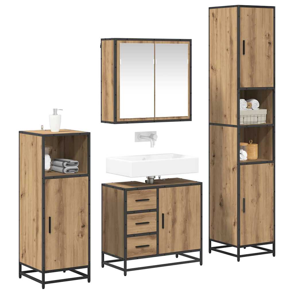 vidaXL Badkamermeubelset 4 pcs artisanaal eikenkleurig 65 x 33 x 60 cm
